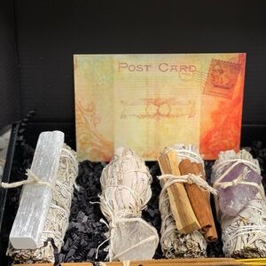 NWT 4-Pack Smudge Stick & Crystal Gift Box